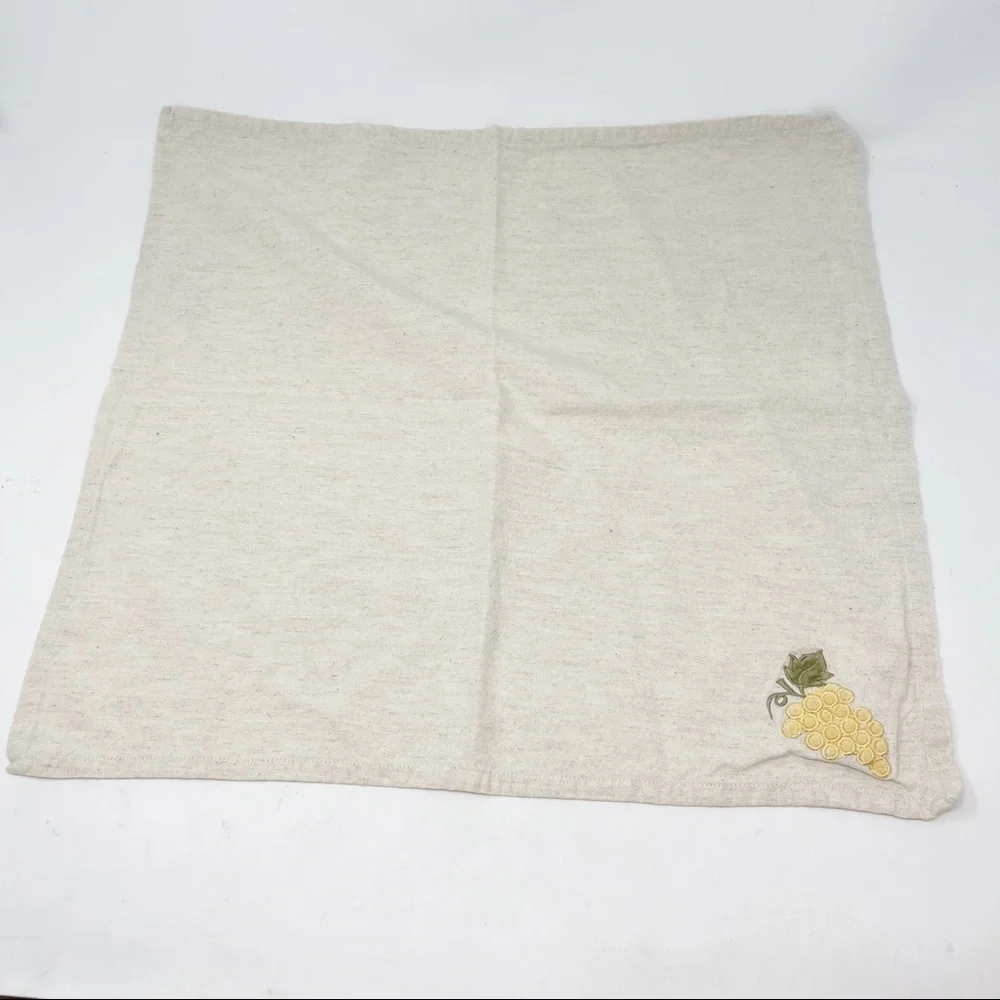 POTTERY BARN Set Of 5 Beige Grape Linen Napkins
